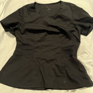 Jaanuu Black Fitted Peplum T-Shirt Scrub Top